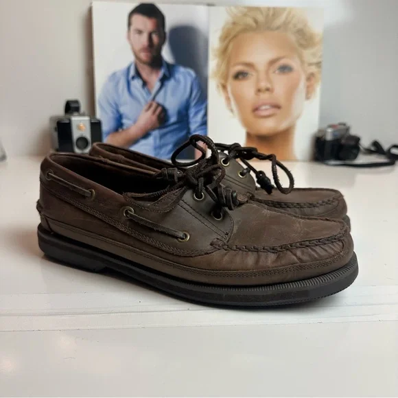 Bass Leather Boat Shoes | Dark Brown · Preppy Coastal / Ivy Classic - Picture 3 of 9